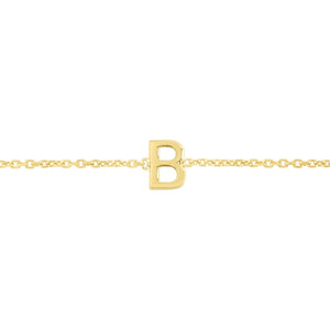 14K Yellow Gold Mini Initial B Bracelet