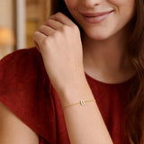 14K Yellow Gold Mini Initial B Bracelet thumbnail 3