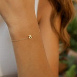 14K Yellow Gold Mini Initial B Bracelet thumbnail 5