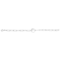 Sterling Silver Rhodium Plated Engravable Circle Paperclip Bracelet (2.10 mm)
