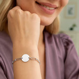 Sterling Silver Rhodium Plated Engravable Circle Paperclip Bracelet (2.10 mm) thumbnail 4