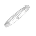 14K white gold bangle with three round diamond stones in a trilogy row
