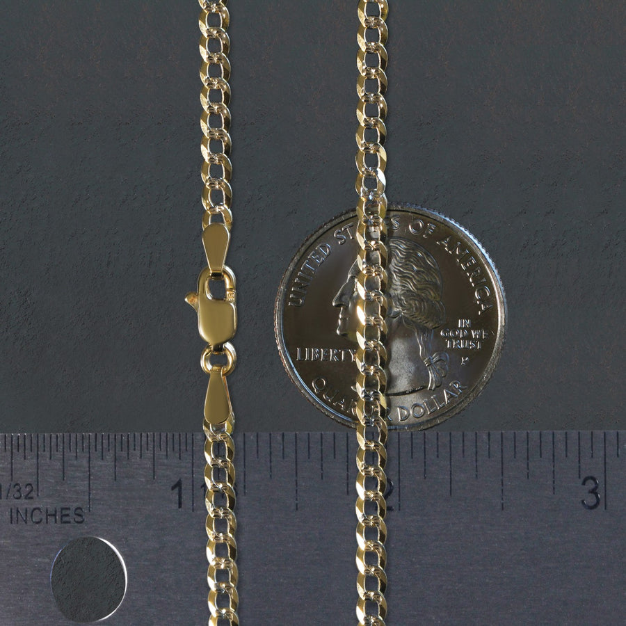 14k Two Tone Gold Pave Curb Chain (3.20 mm)