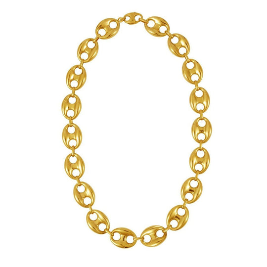 14K yellow gold puffed mariner link 16mm necklace