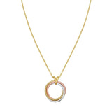 14K Tri Color Gold Interlocking Circle Pendant Necklace thumbnail 3