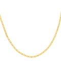 14K yellow gold geometric brick link necklace with structured pattern