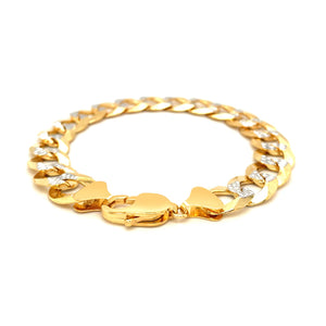 14k Two Tone Gold Pave Curb Bracelet (12.18 mm)