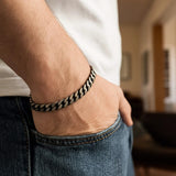 Sterling Silver Gunmetal Finish Miami Cuban Link Bracelet (7.00 mm) thumbnail 3