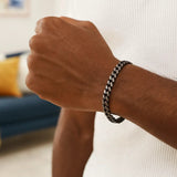 Sterling Silver Gunmetal Finish Miami Cuban Link Bracelet (7.00 mm) thumbnail 5