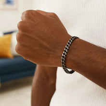 Sterling Silver Gunmetal Finish Miami Cuban Link Bracelet (7.00 mm)