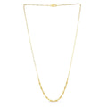 14K yellow gold paperclip necklace with alternating oval links and round gold beads