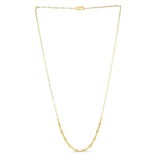 14K yellow gold paperclip necklace with alternating oval links and round gold beads thumbnail 1