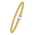 14K yellow gold tubogas cuff bangle with polished endcaps, 3.90 mm band