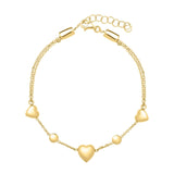 14k Yellow Gold Puff Heart Adjustable Anklet thumbnail 3