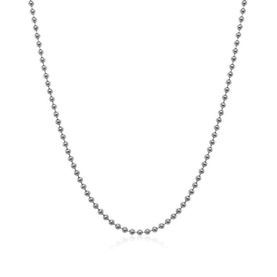 14k White Gold Bead Chain 1.5mm (1.50 mm)