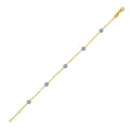 14K yellow gold station bracelet with polished gold stations on cable chain