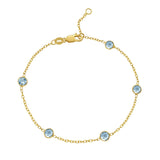 14K Yellow Gold Aqua Station Bracelet thumbnail 2