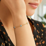 14K Yellow Gold Aqua Station Bracelet thumbnail 3