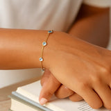14K Yellow Gold Aqua Station Bracelet thumbnail 4