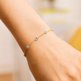 14K Yellow Gold Aqua Station Bracelet thumbnail 5