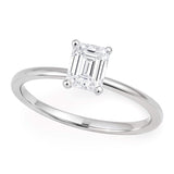 10K white gold ring with 1 round diamond solitaire stone thumbnail 1