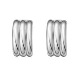 Sterling Silver Triple Row C Hoop Earrings thumbnail 2