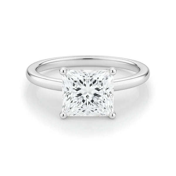 2 Carat Princess Lab Grown IGI G/VS1 Diamond Solitaire Ring in 14K White Gold