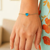 14K Yellow Gold Blue Topaz Heart Bracelet (1.50 mm) thumbnail 3
