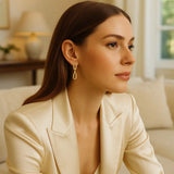 14K Yellow Gold Mini Diamante Paperclip Earrings thumbnail 2