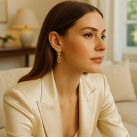 14K Yellow Gold Mini Diamante Paperclip Earrings