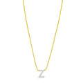 14K yellow gold Z initial pendant necklace with round diamond stones