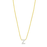14K Yellow Gold Mini Diamond Z Initial Pendant Necklace thumbnail 1