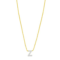 14K Yellow Gold Mini Diamond Z Initial Pendant Necklace