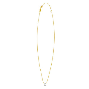 14K Yellow Gold Mini Diamond Z Initial Pendant Necklace