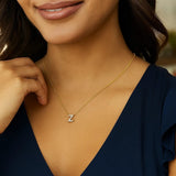 14K Yellow Gold Mini Diamond Z Initial Pendant Necklace thumbnail 5