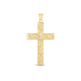 14k Yellow Gold High Polish Textured Cross Pendant thumbnail 1