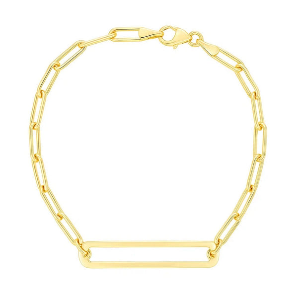 14k Yellow Gold High Polish Open Curved Paperclip Bracelet (3.30 mm)