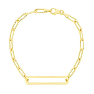 14k Yellow Gold High Polish Open Curved Paperclip Bracelet (3.30 mm)