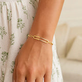 14k Yellow Gold High Polish Open Curved Paperclip Bracelet (3.30 mm) thumbnail 3