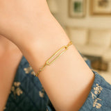 14k Yellow Gold High Polish Open Curved Paperclip Bracelet (3.30 mm) thumbnail 4