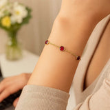 14K Yellow Gold Ruby Station Bracelet thumbnail 6