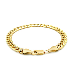 14k Yellow Gold Miami Cuban Semi Solid Bracelet (7.00 mm)