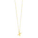 14K yellow gold initial X pendant with polished bail thumbnail 1