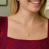 14K Yellow Gold Helium Initial X Pendant thumbnail 4
