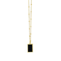14K yellow gold necklace with rectangle onyx stone in geometric frame