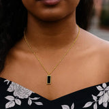Onyx Geometric Rectangle Necklace in 14K Yellow Gold thumbnail 3