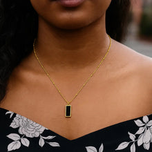 Onyx Geometric Rectangle Necklace in 14K Yellow Gold