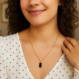 Onyx Geometric Rectangle Necklace in 14K Yellow Gold thumbnail 4
