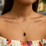 Onyx Geometric Rectangle Necklace in 14K Yellow Gold thumbnail 5