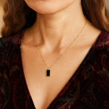 Onyx Geometric Rectangle Necklace in 14K Yellow Gold thumbnail 6